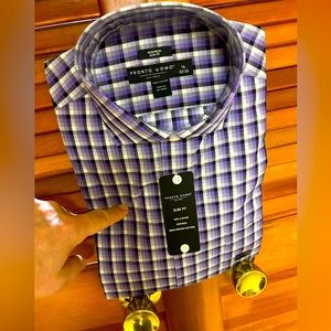 New W/Tags. Pronto Uomo men’s non iron slim fit spread collar shirt. 16 x 32/33